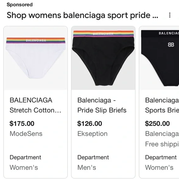 NWT Balenciaga Women’s Pride Panty Brief Underwear - Black , slip sporty briefs